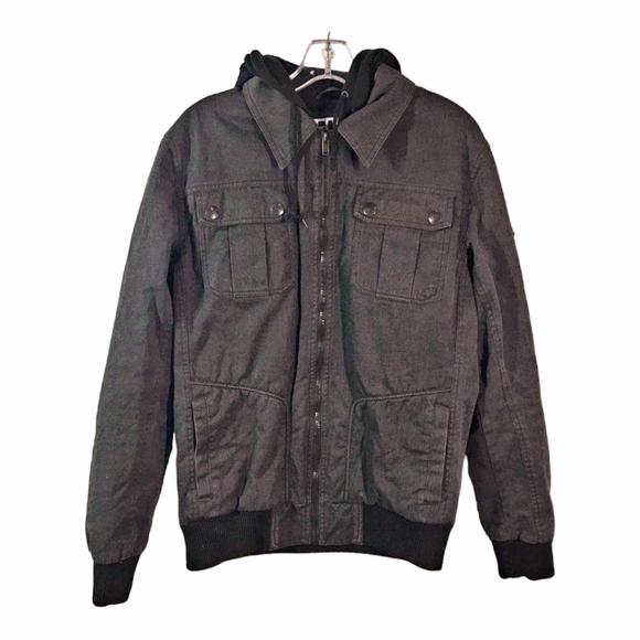 Men's *Black FOX Racing Hoodie Jean Jacket (size M) - Picture 1 of 9